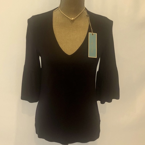 Draper James Solid Navy Bell Sleeve Tee.  Size XS - Picture 3 of 3